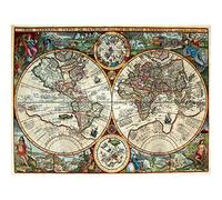 Wee Blue Coo Map Antique Globe Hemisphere Ornate Decorative Art Large Art Print Poster Wall Decor 18x24 inch