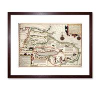 Wee Blue Coo Map Antique Guyana Caribbean South America Framed Wall Art Print