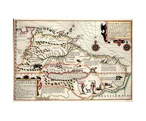 Wee Blue Coo Map Antique Guyana Caribbean South America Wall Art Print