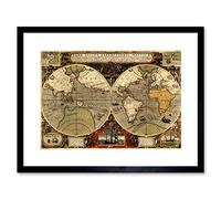 Wee Blue Coo Map Antique Hemisphere Globe World Framed Art Print Picture & Mount F12X507