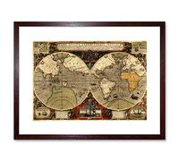 Wee Blue Coo Map Antique Hemisphere Globe World Framed Wall Art Print
