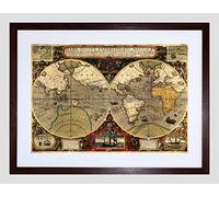 Wee Blue Coo Map Antique Hemisphere Globe Worlds Picture Framed Wall Art Print