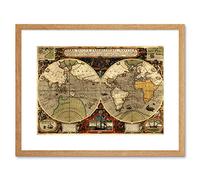 Wee Blue Coo Map Antique Hemisphere Globe Worlds Picture Framed Wall Art Print