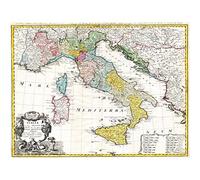 Wee Blue Coo Map Antique Homann Heirs Italy Mediterranean Sea Art Canvas Print