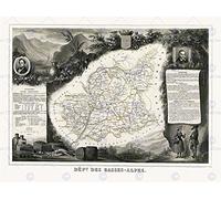 Wee Blue Coo Map Antique Illustrated France Levasseur Basses-alpes Wall Art Print