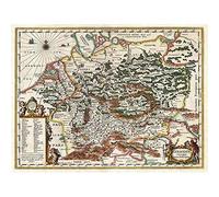 Wee Blue Coo Map Antique Jansson Germany Illustrated Ornate Art Print Poster Wall Decor 12X16 Inch