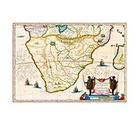 Wee Blue Coo Map Antique Jansson Monomotapa Ethiopia Africa Wall Art Print