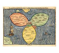 Wee Blue Coo Map Antique Jerusalem Bunting Clover Leaf World Art Large Art Print Poster Wall Decor 18x24 inch