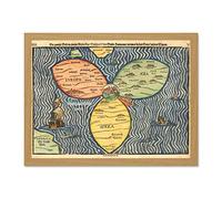 Wee Blue Coo Map Antique Jerusalem Bunting Clover Leaf World Art Large Framed Art Print Poster Wall Decor 18x24 inch