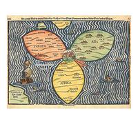 Wee Blue Coo Map Antique Jerusalem Bunting Clover Leaf World Art Print Poster Wall Decor 12X16 Inch