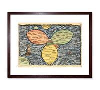 Wee Blue Coo Map Antique Jerusalem Bunting Clover Leaf World Framed Wall Art Print