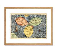 Wee Blue Coo Map Antique Jerusalem Bunting Clover Leaf World Framed Wall Art Print