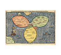 Wee Blue Coo Map Antique Jerusalem Bunting Clover Leaf World Wall Art Print