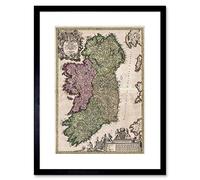 Wee Blue Coo Map Antique Kingdom Homann Ireland Eire Ulster Hibernia Framed Wall Art Print