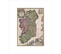 Wee Blue Coo Map Antique Kingdom Homann Ireland Eire Ulster Hibernia Wall Art Print