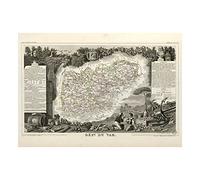 Wee Blue Coo Map Antique Levasseur Var Department Wall Art Print