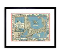 Wee Blue Coo MAP ANTIQUE MILLER CAPE COD TOURIST INTEREST FRAMED PRINT F97X3486