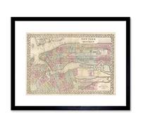 Wee Blue Coo Map Antique Mitchell New York City Framed Wall Art Print
