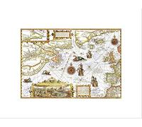 Wee Blue Coo Map Antique North Atlantic Ocean Europe America Wall Art Print
