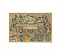 Wee Blue Coo MAP ANTIQUE ORTELIUS CRETE GREEK ISLANDSS BLACK FRAMED ART PRINT B12X7087