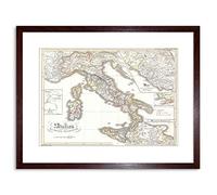 Wee Blue Coo MAP ANTIQUE PERTHES ITALY SARDINIA SICILY FRAMED PRINT F97X3476