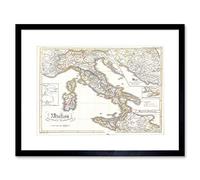 Wee Blue Coo Map Antique Perthes Italy Sardinia Sicily Framed Wall Art Print