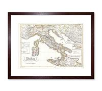 Wee Blue Coo Map Antique Perthes Italy Sardinia Sicily Framed Wall Art Print