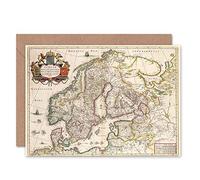 Wee Blue Coo MAP ANTIQUE SCANDINAVIA NORWAY SWEDEN FINLAND BLANK GREETINGS CARD