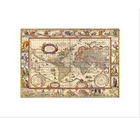 Wee Blue Coo MAP ANTIQUE WORLD DECORATIVE ORNATE BLACK FRAMED ART PRINT PICTURE B12X7099