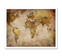 Wee Blue Coo Map Globe World Atlas Antique Style Modern Layout Art Print Framed Poster Wall Decor 12X16 Inch