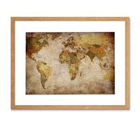 Wee Blue Coo Map Globe World Atlas Antique Style Modern Layout Framed Wall Art Print