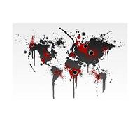 Wee Blue Coo Map Globe World Bullet Holes Blood Splatter Style Wall Art Print