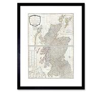 Wee Blue Coo Map Illustrated Antique Campbell Scotland Framed Wall Art Print