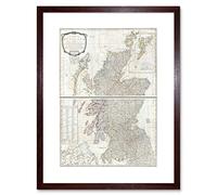 Wee Blue Coo Map Illustrated Antique Campbell Scotland Framed Wall Art Print