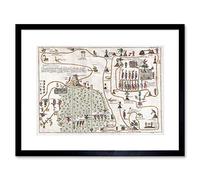 Wee Blue Coo Map Illustrated Antique Gemelli Aztlan Chapultapec Art Framed Wall Art Print