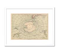 Wee Blue Coo Map Illustrated Antique Hachette Antarctica Framed Wall Art Print