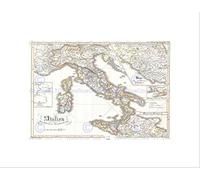 Wee Blue Coo Map Illustrated Antique Italy Sardinia Wall Art Print