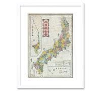 Wee Blue Coo Map Illustrated Antique Meiji Japan Framed Wall Art Print