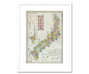 Wee Blue Coo Map Illustrated Antique Meiji Japan Framed Wall Art Print