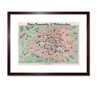 Wee Blue Coo Map Illustrated Antique Robelin Paris Picture Framed Wall Art Print