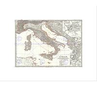 Wee Blue Coo MAP ILLUSTRATED ANTIQUE SPRUNER ITALY BATTLE ACTIUM ART PRINT B12X4981