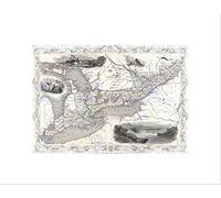 Wee Blue Coo Map Illustrated Antique Tallis Ontario Wall Art Print