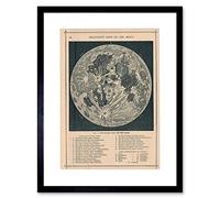 Wee Blue Coo Map Illustrated Antique Telescopic Moon Picture Framed Wall Art Print