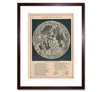 Wee Blue Coo Map Illustrated Antique Telescopic Moon Picture Framed Wall Art Print