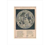 Wee Blue Coo Map Illustrated Antique Telescopic Moon Wall Art Print