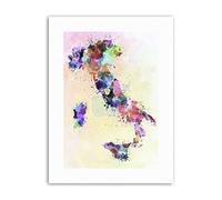 Wee Blue Coo Map Italy Sardinia Sicily Paint Colour Splatter Canvas Art Print