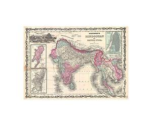 Wee Blue Coo Map Johnson 1862 India Southeast Asia Picture Wall Art Print