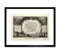 Wee Blue Coo Map Old France Levasseur Lot-et-garonne Department Framed Wall Art Print