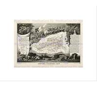 Wee Blue Coo MAP OLD FRANCE LEVASSEUR PYRENEES-ORIENTALES DEPARTMENT FRAMED PRINT B12X3638