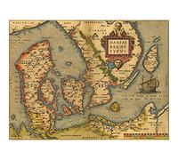 Wee Blue Coo Map Old Vintage Denmark Danish Archipelago Scandinavia Canvas Print